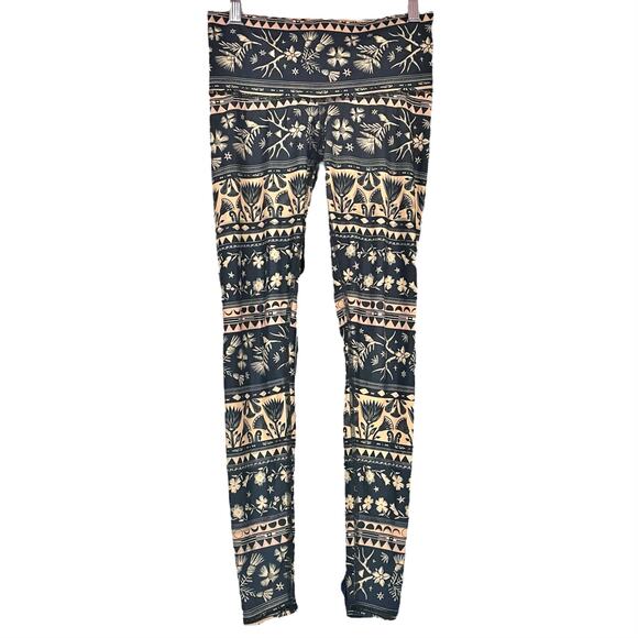 TEEKI Moon Flower Hot Pant Buttery Soft Leggings Navy Blue & Cream Size S - Picture 3 of 8